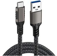 Mobia punottu lataus-& tiedonsiirto kaapeli USB-A <-> USB-C 3.2, 3 metriä, musta